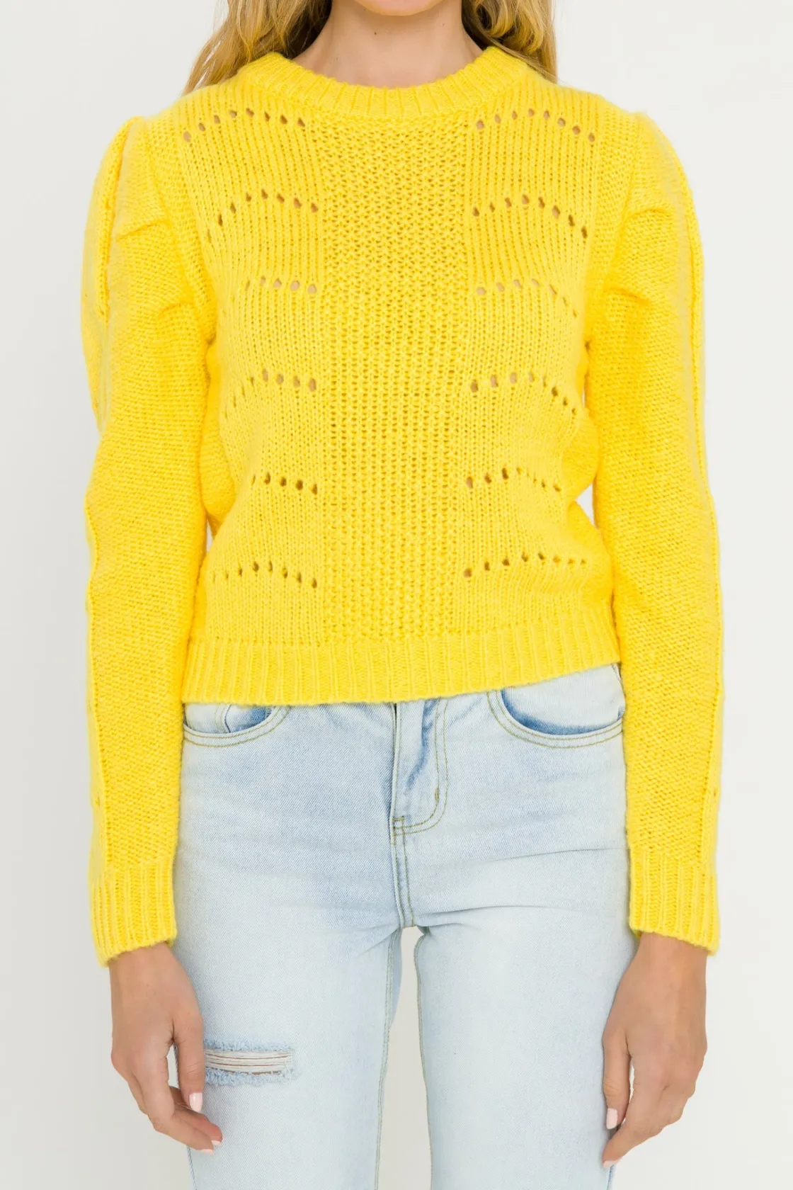 english_factory__pleated__0-11.webp ENGLISH FACTORY Sweaters & Knits*- Pleated Long Sleeve Sweater YELLOW