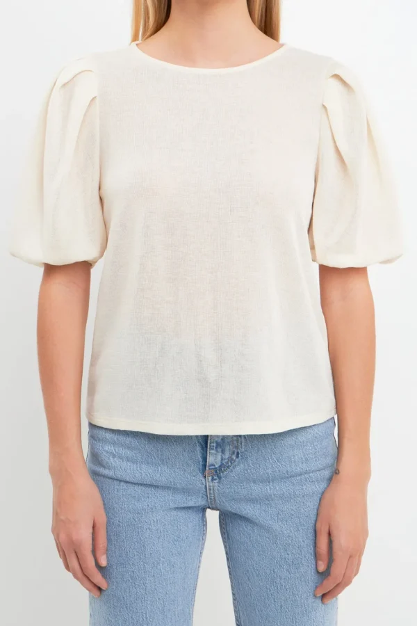 ENGLISH FACTORY Shirts & Blouses | Tops*- Pleated Shoulder Knit Top