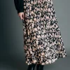 ENGLISH FACTORY Skirts | Tops*- Pleated Print Midi Skirt BLACKMULTI