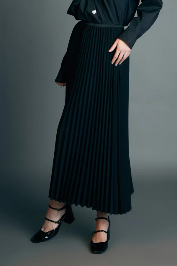 ENGLISH FACTORY Skirts | Tops*- Pleated Midi Skirt in BLACK