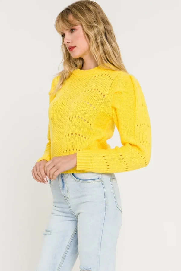 ENGLISH FACTORY Sweaters & Knits*- Pleated Long Sleeve Sweater YELLOW