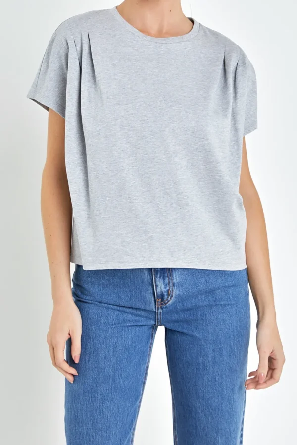 ENGLISH FACTORY Tops*- Pleated Short Sleeve T-Shirt