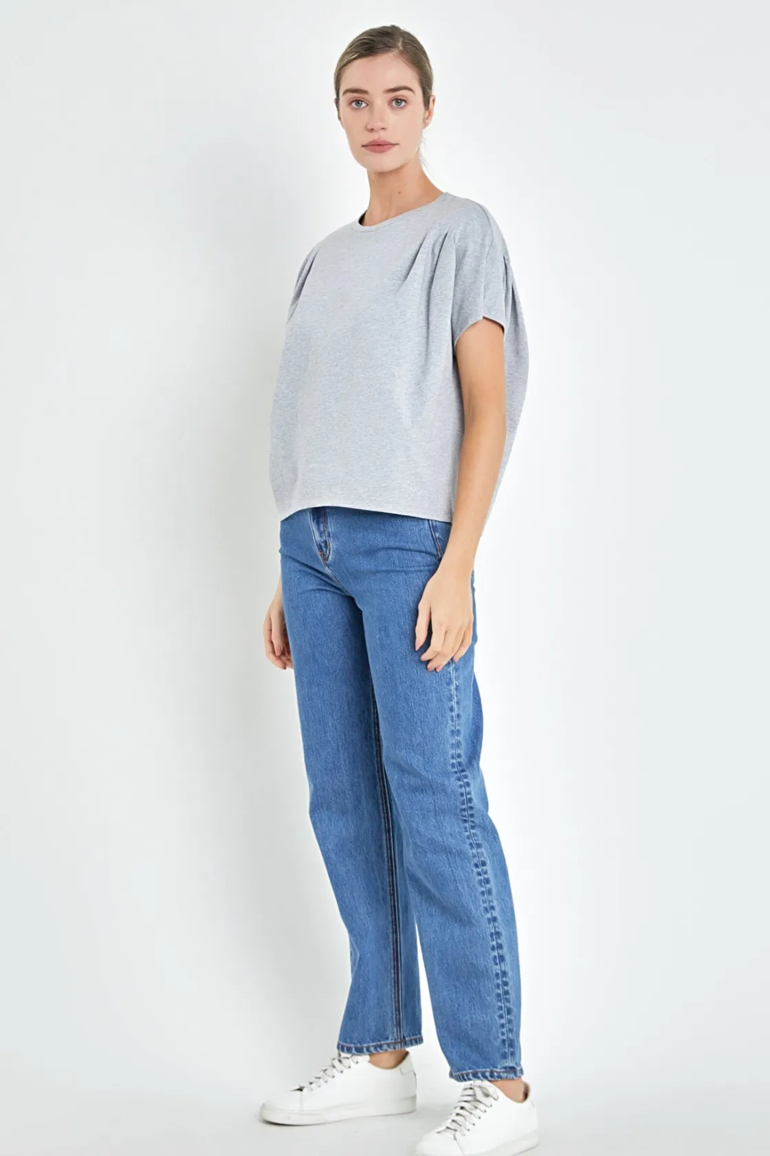 english_factory__pleated__11-1.webp ENGLISH FACTORY Tops*- Pleated Short Sleeve T-Shirt