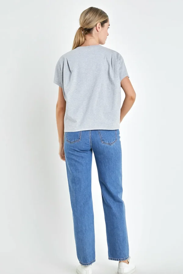 ENGLISH FACTORY Tops*- Pleated Short Sleeve T-Shirt