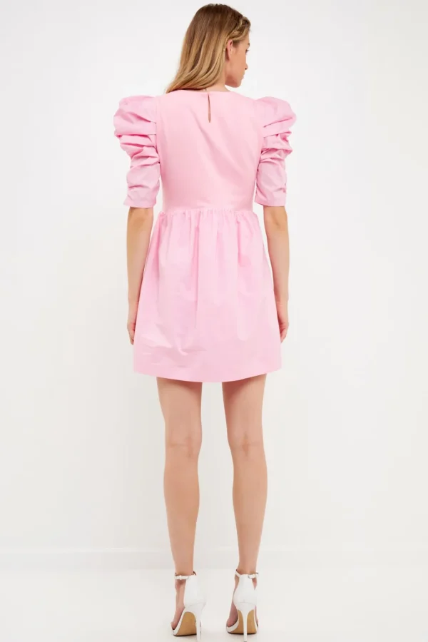ENGLISH FACTORY White Dresses | Tops*- Pleated Puff Sleeve Mini Dress