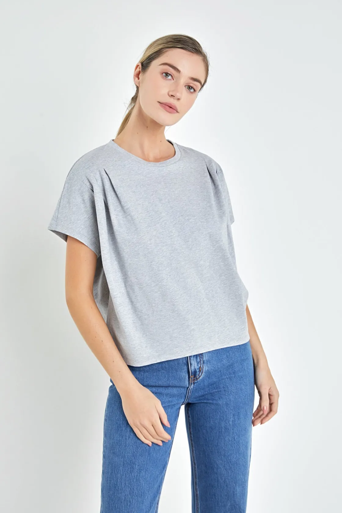 english_factory__pleated__13-1.webp ENGLISH FACTORY Tops*- Pleated Short Sleeve T-Shirt