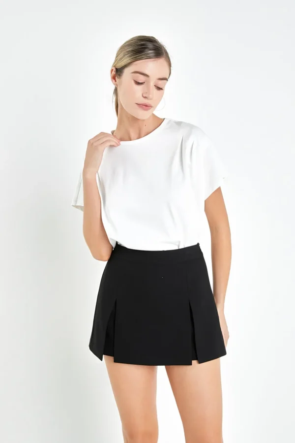 ENGLISH FACTORY Tops*- Pleated Short Sleeve T-Shirt