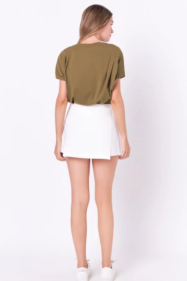 ENGLISH FACTORY Tops*- Pleated Short Sleeve T-Shirt
