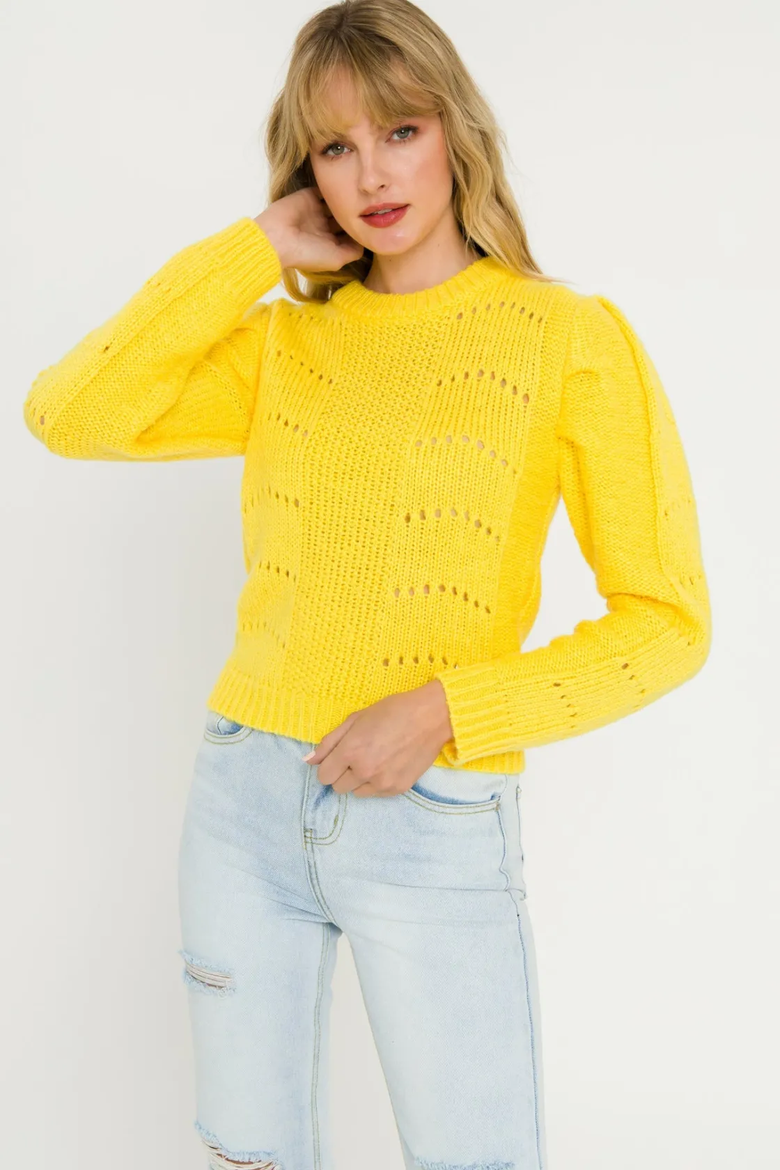 english_factory__pleated__3-11.webp ENGLISH FACTORY Sweaters & Knits*- Pleated Long Sleeve Sweater YELLOW
