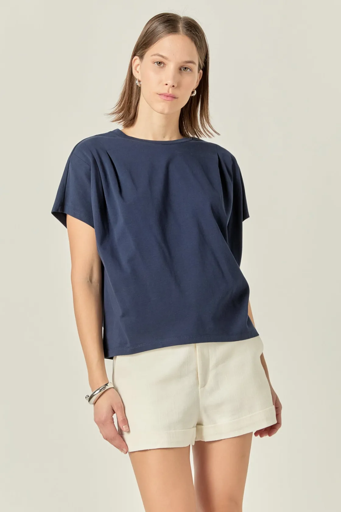 english_factory__pleated__3-2.webp ENGLISH FACTORY Tops*- Pleated Short Sleeve T-Shirt