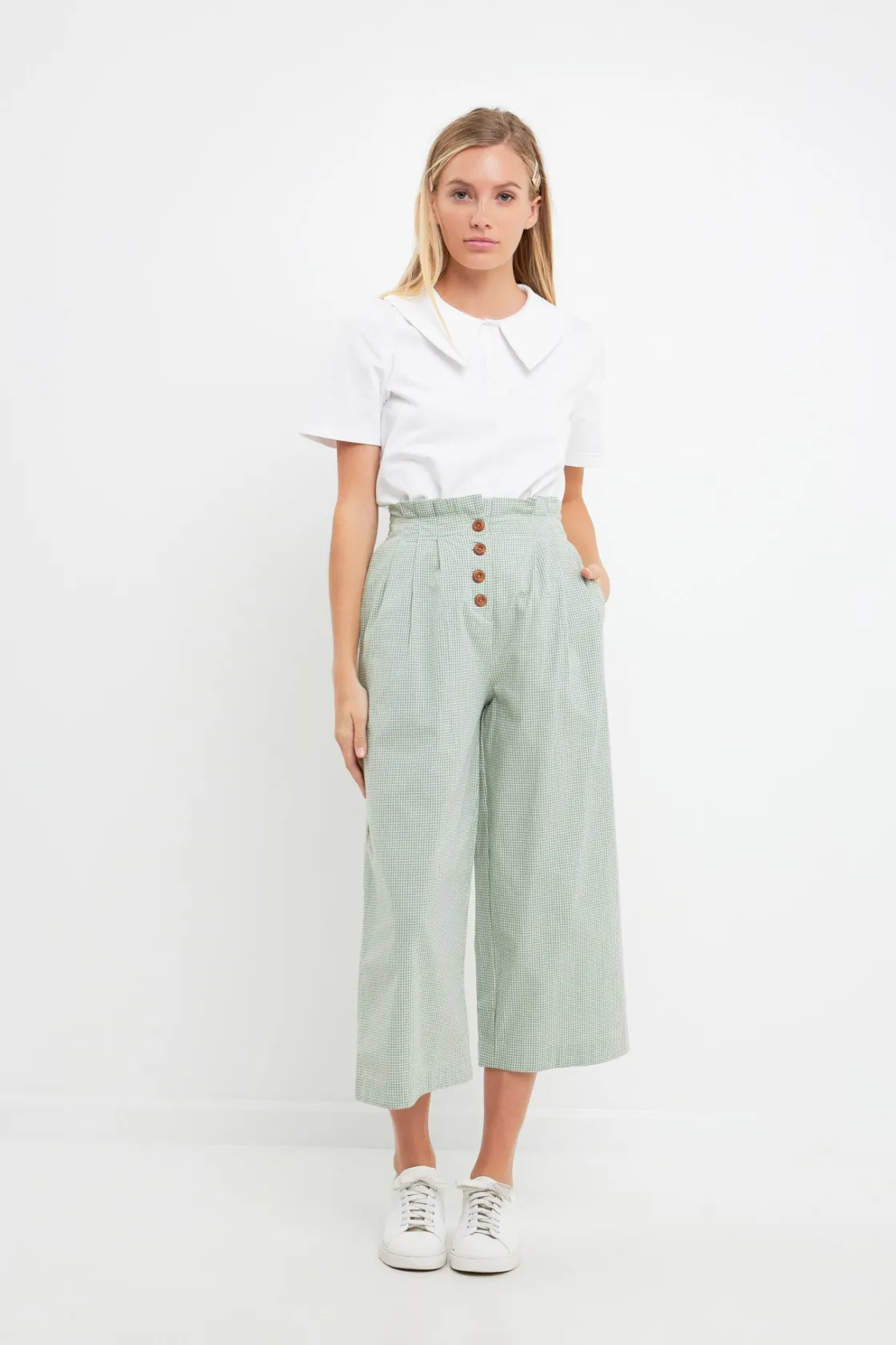 english_factory__pleated__3-4.webp ENGLISH FACTORY Pants | Tops*- Pleated Easy Trousers GREEN