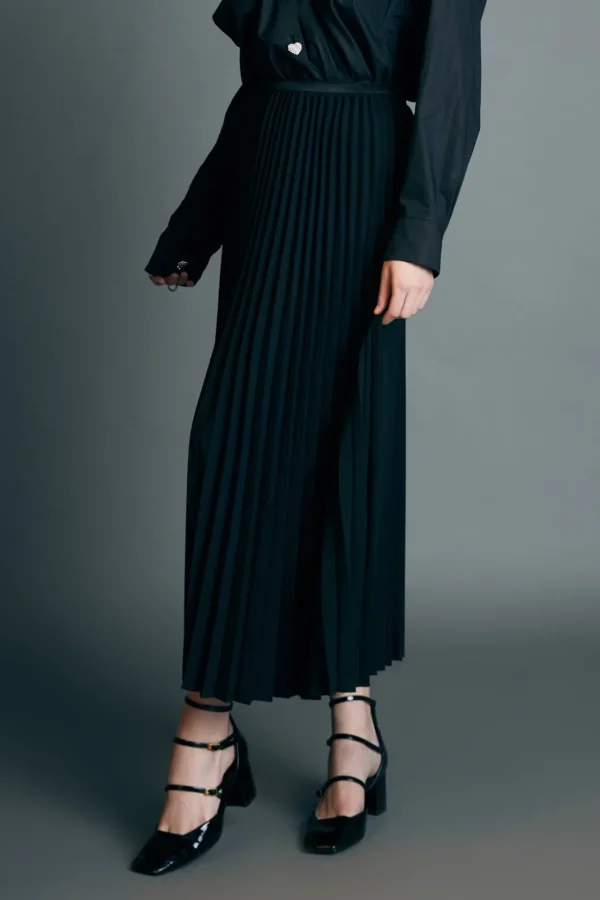 ENGLISH FACTORY Skirts | Tops*- Pleated Midi Skirt in BLACK