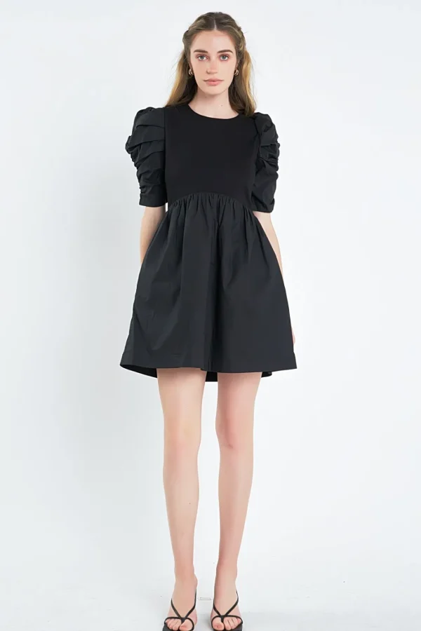 ENGLISH FACTORY White Dresses | Tops*- Pleated Puff Sleeve Mini Dress