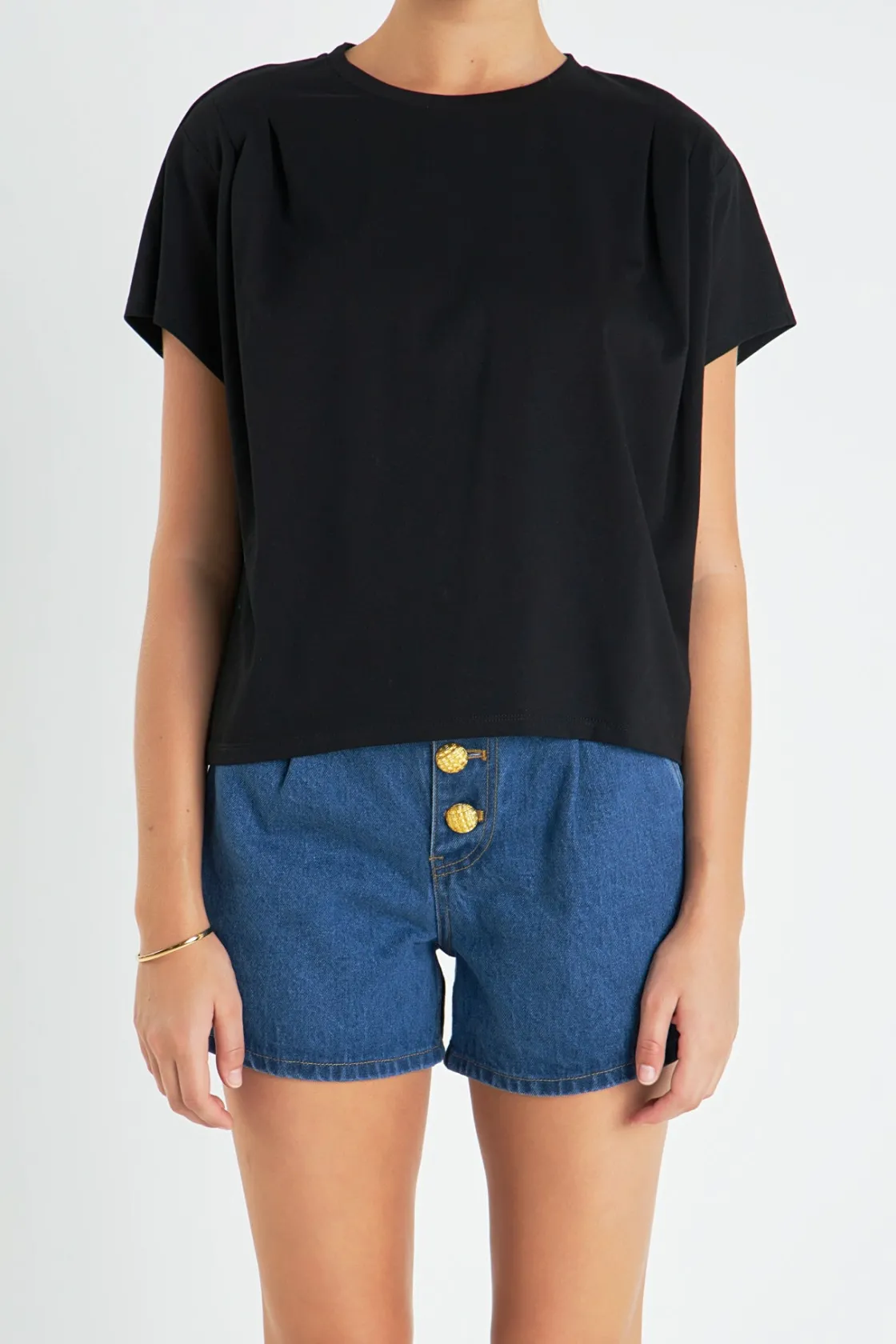 english_factory__pleated__5-1.webp ENGLISH FACTORY Tops*- Pleated Short Sleeve T-Shirt