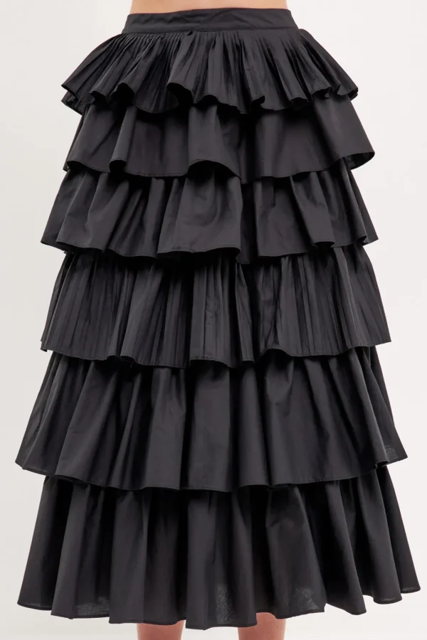ENGLISH FACTORY Skirts*- Pleated Combo Maxi Poplin Skirt