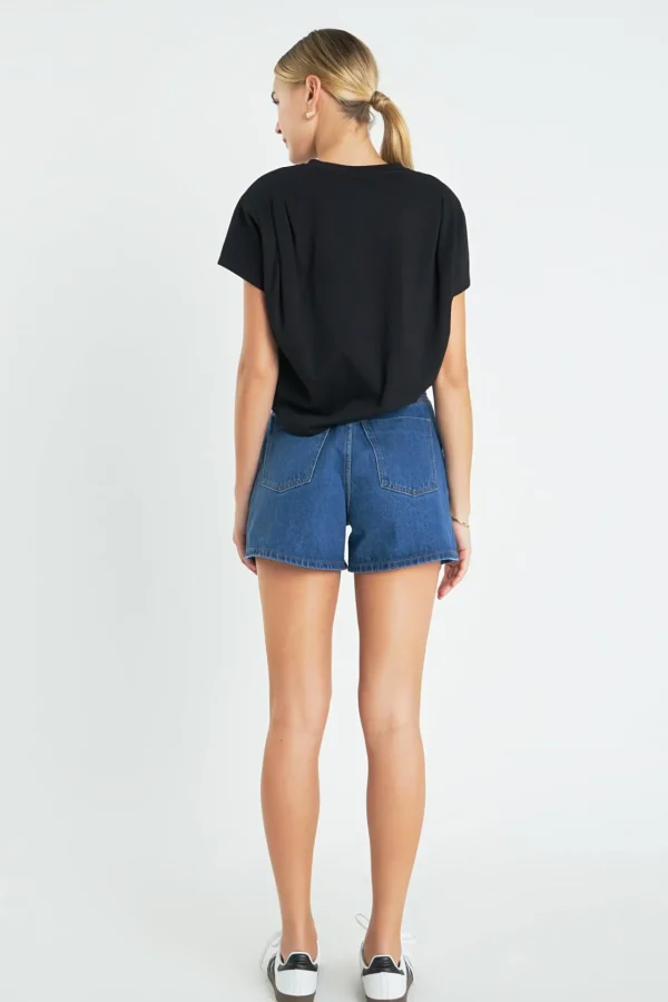 ENGLISH FACTORY Tops*- Pleated Short Sleeve T-Shirt