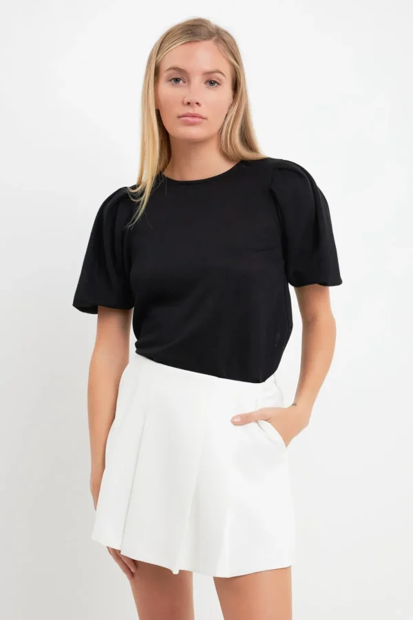 ENGLISH FACTORY Shirts & Blouses | Tops*- Pleated Shoulder Knit Top