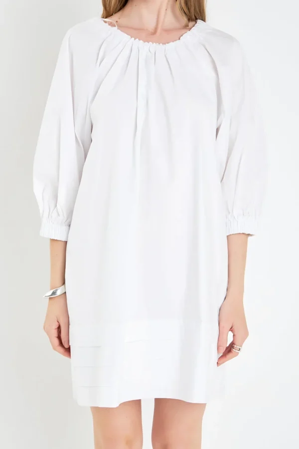 ENGLISH FACTORY White Dresses | Tops*- Pleats Detail Boxy Mini Dress WHITE