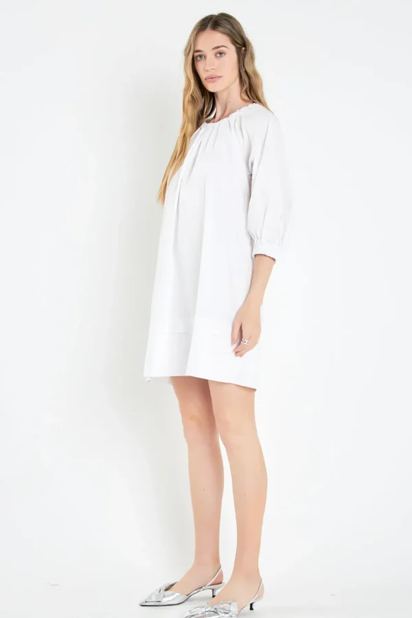 ENGLISH FACTORY White Dresses | Tops*- Pleats Detail Boxy Mini Dress WHITE