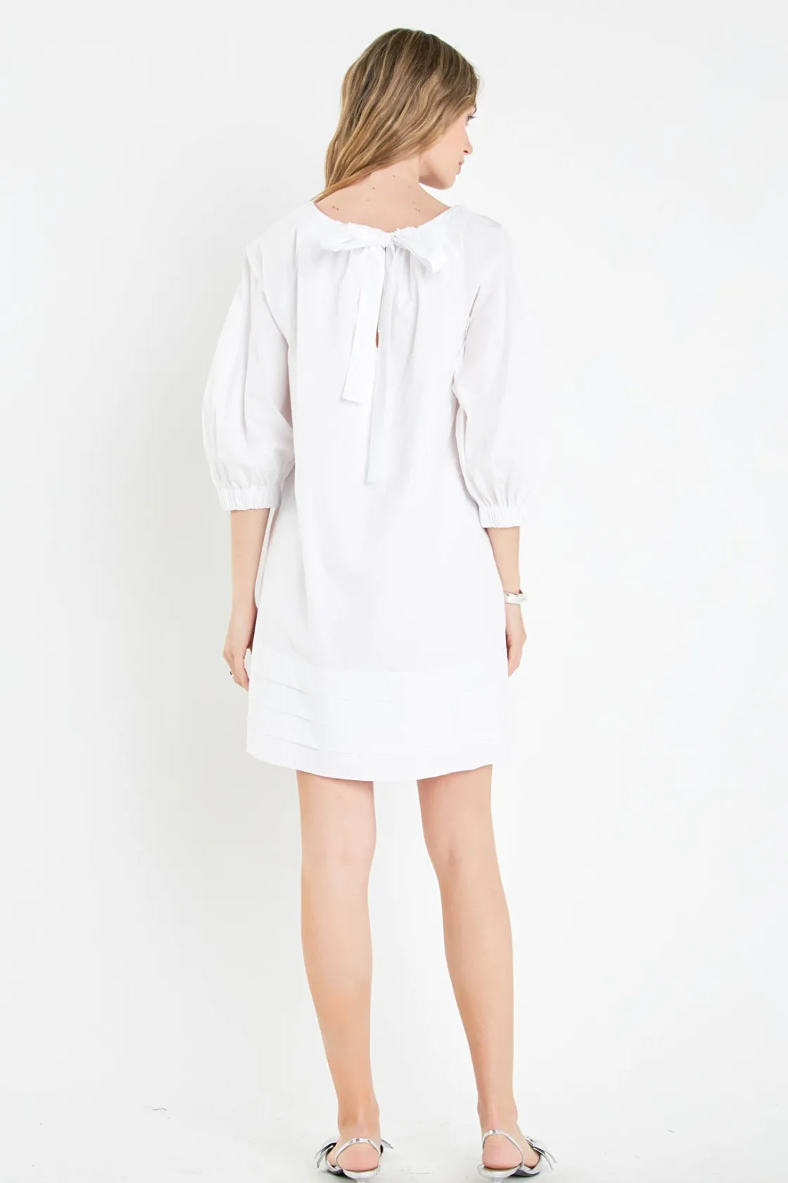 english_factory__pleats_d_2.webp ENGLISH FACTORY White Dresses | Tops*- Pleats Detail Boxy Mini Dress WHITE