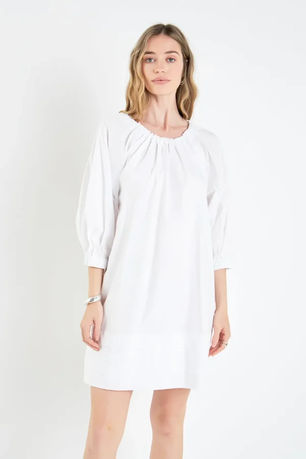 ENGLISH FACTORY White Dresses | Tops*- Pleats Detail Boxy Mini Dress WHITE