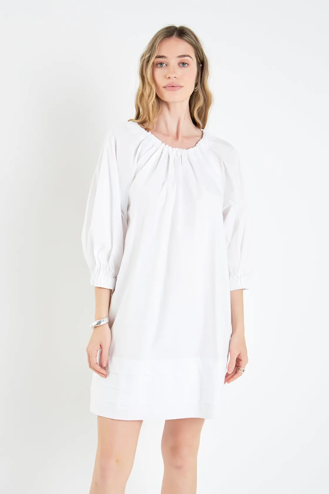 english_factory__pleats_d_3.webp ENGLISH FACTORY White Dresses | Tops*- Pleats Detail Boxy Mini Dress WHITE