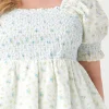 ENGLISH FACTORY Tops*- Plus Size Smocked Floral Puff Sleeve Top BLUEMULTI