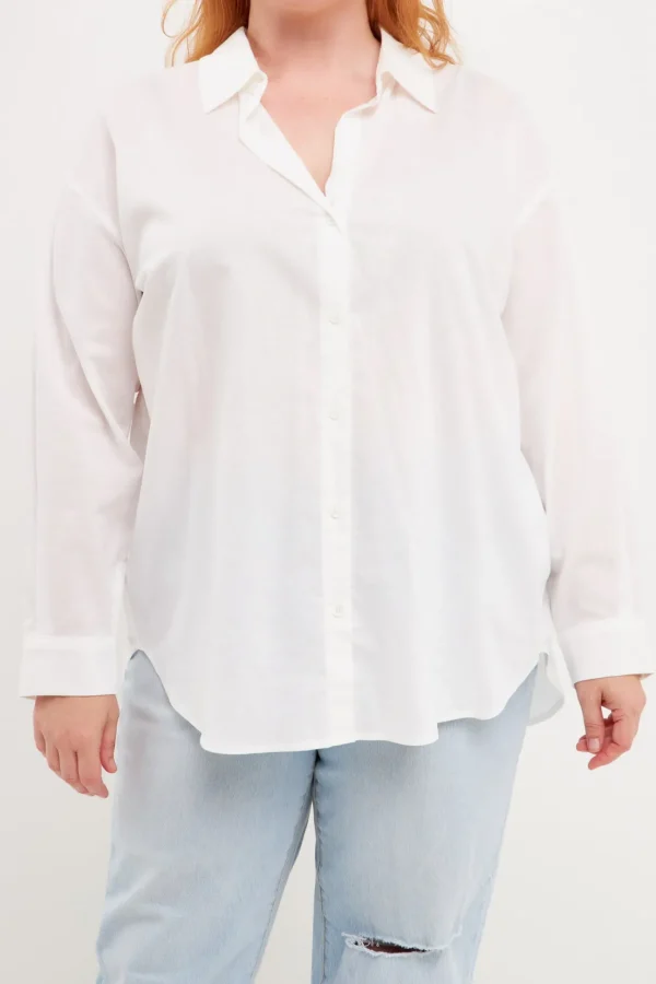 ENGLISH FACTORY Shirts & Blouses | Tops*- Plus Size Oversized Linen Shirts WHITE