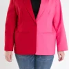ENGLISH FACTORY Blazers | Tops*- Plus Size Color Block Blazer REDFUCHSIA