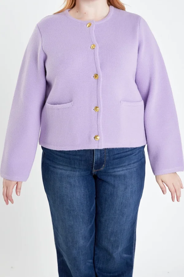 ENGLISH FACTORY Sweaters & Knits*- Plus Size Knit Sweater Cardigan LILAC