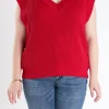 ENGLISH FACTORY Sweaters & Knits | Tops*- Plus Size V-neck Knit Sweater Vest RED