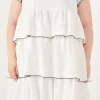 ENGLISH FACTORY Boho Dresses | Tops*- Plus Size Contrast Detail Babydoll Dress WHITE