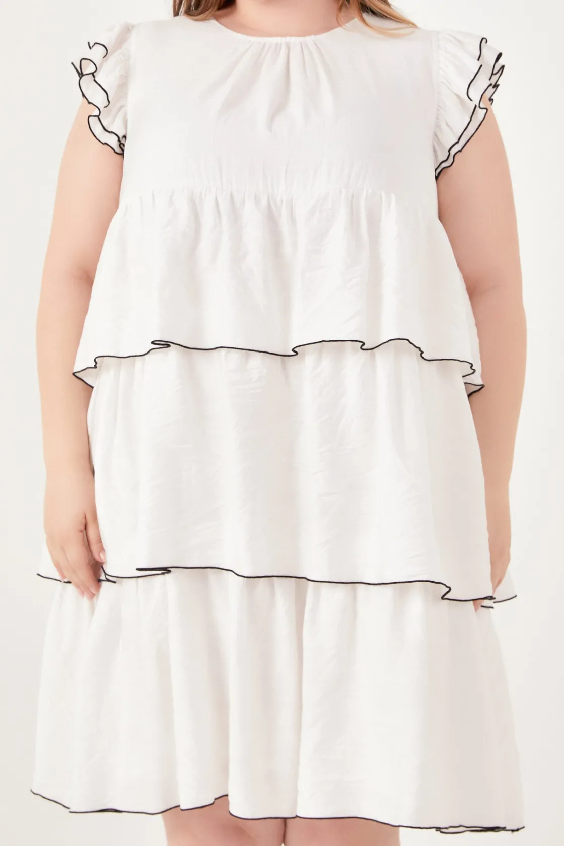 english_factory__plus_siz_0-36.webp ENGLISH FACTORY Boho Dresses | Tops*- Plus Size Contrast Detail Babydoll Dress WHITE