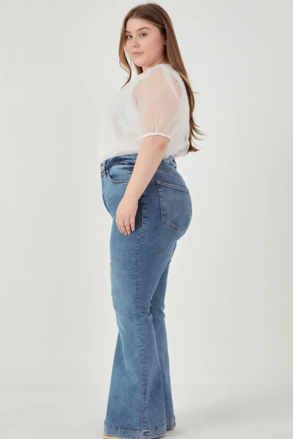 ENGLISH FACTORY Tops*- Plus Size Organza Puff Sleeve Top WHITE