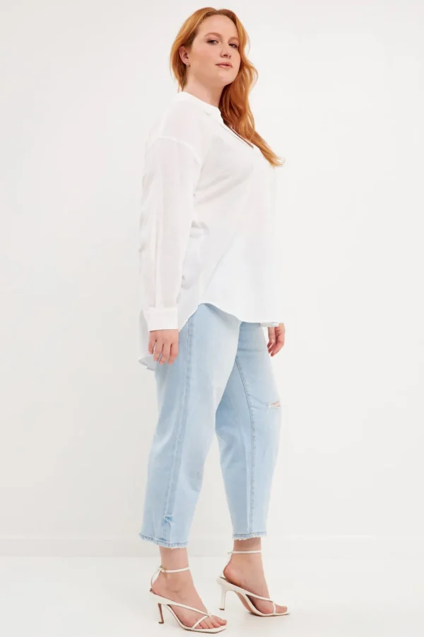 ENGLISH FACTORY Shirts & Blouses | Tops*- Plus Size Oversized Linen Shirts WHITE