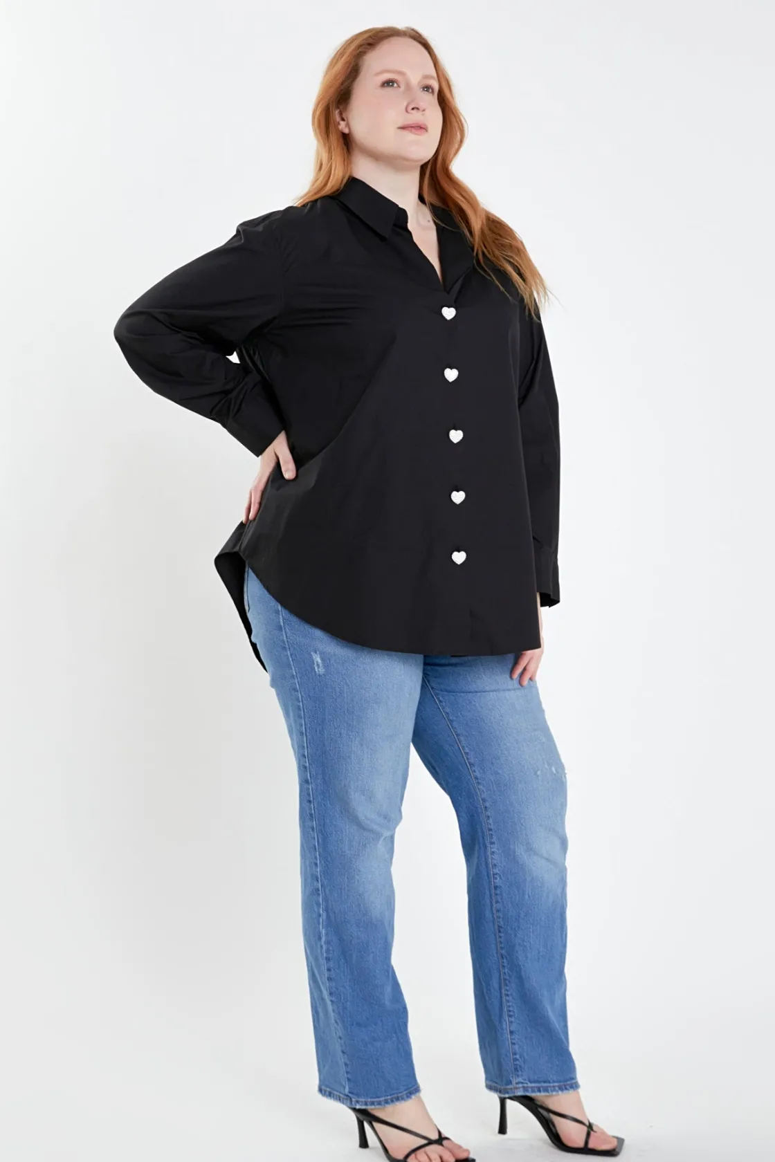english_factory__plus_siz_1-23.webp ENGLISH FACTORY Shirts & Blouses | Tops*- Plus Size Oversize Collared Shirt BLACK
