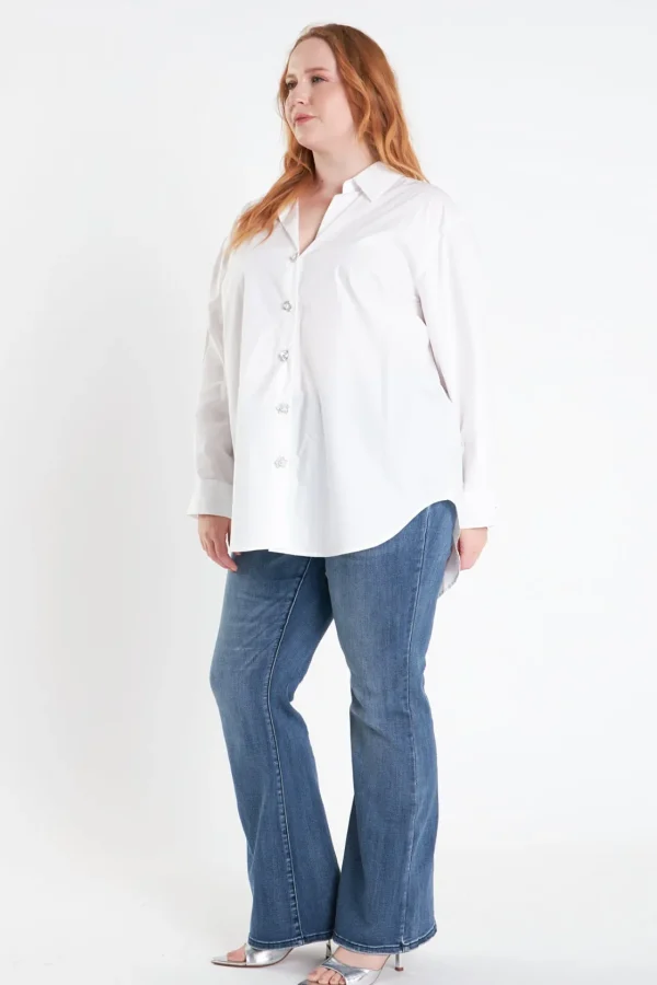 ENGLISH FACTORY Shirts & Blouses | Tops*- Plus Size Oversized Collared Shirt WHITE