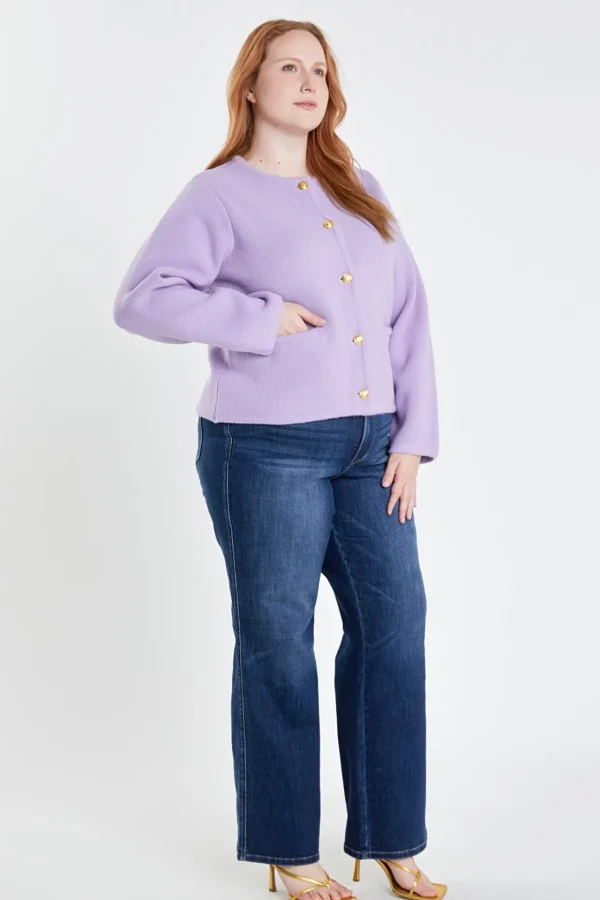 ENGLISH FACTORY Sweaters & Knits*- Plus Size Knit Sweater Cardigan LILAC