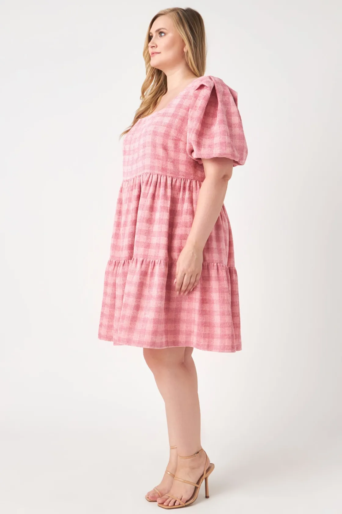 english_factory__plus_siz_1-34.webp ENGLISH FACTORY Tweed Dresses | Tops*- Plus Size Tweed Babydoll Dress PINK