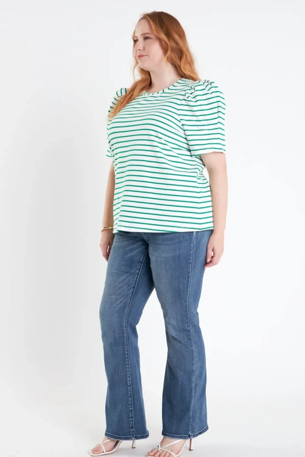 ENGLISH FACTORY Tops*- Plus Size Stripe Women Knit Shirt