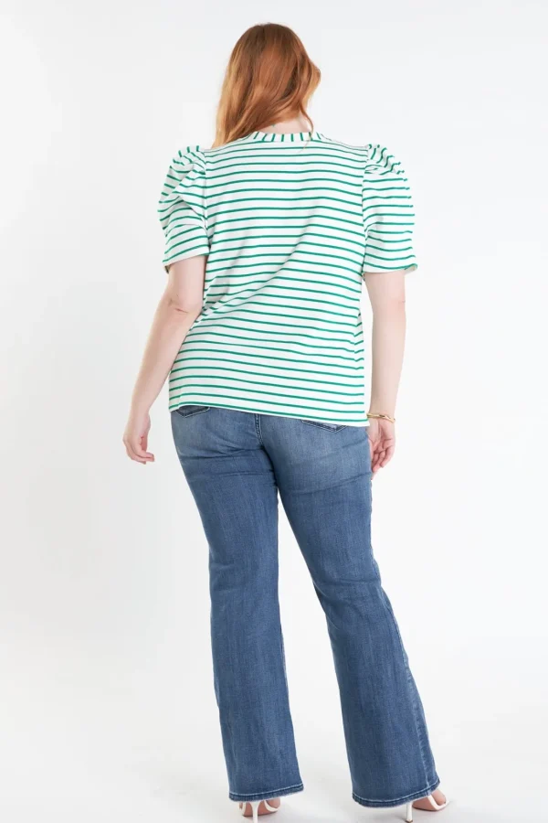 ENGLISH FACTORY Tops*- Plus Size Stripe Women Knit Shirt
