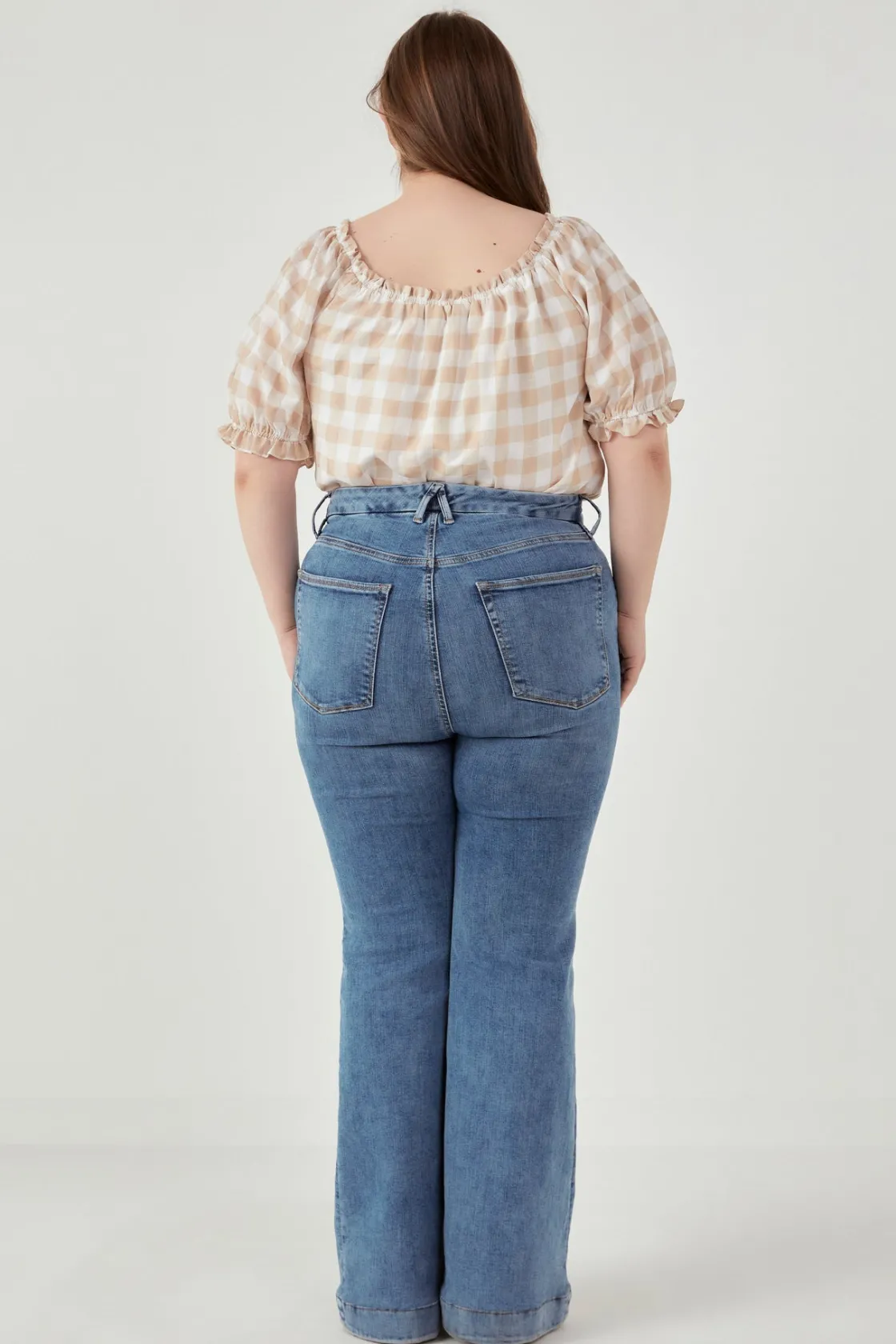 english_factory__plus_siz_2-19.webp ENGLISH FACTORY Tops*- Plus Size Gingham Top with Short Puff Sleeves KHAKI