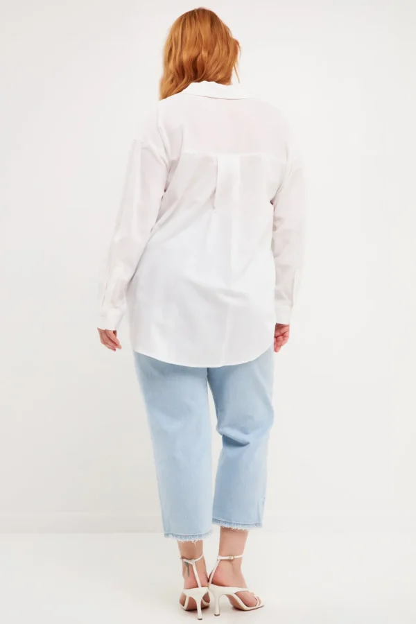 ENGLISH FACTORY Shirts & Blouses | Tops*- Plus Size Oversized Linen Shirts WHITE