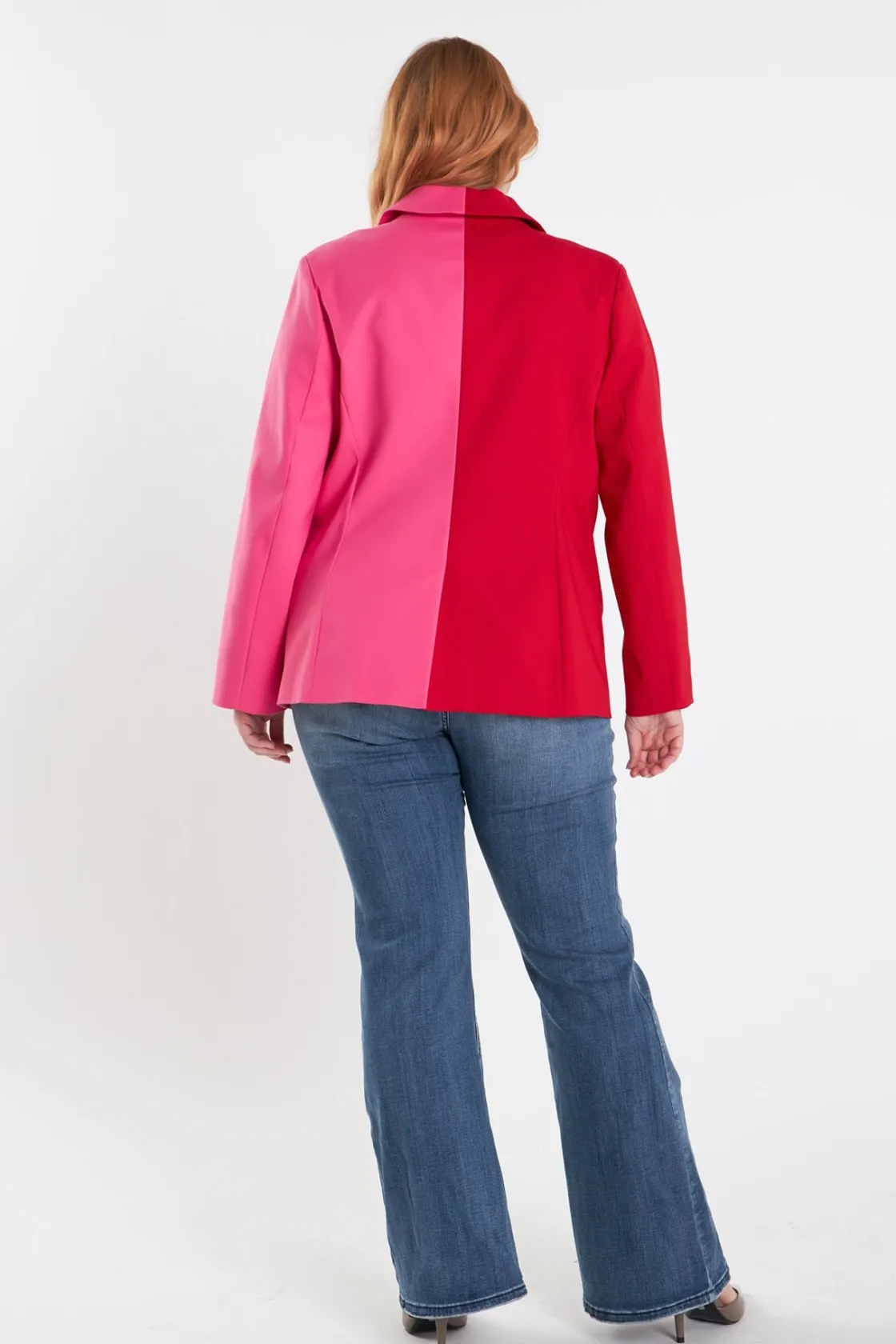 english_factory__plus_siz_2-26.webp ENGLISH FACTORY Blazers | Tops*- Plus Size Color Block Blazer REDFUCHSIA