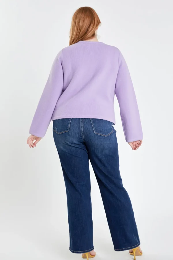 ENGLISH FACTORY Sweaters & Knits*- Plus Size Knit Sweater Cardigan LILAC