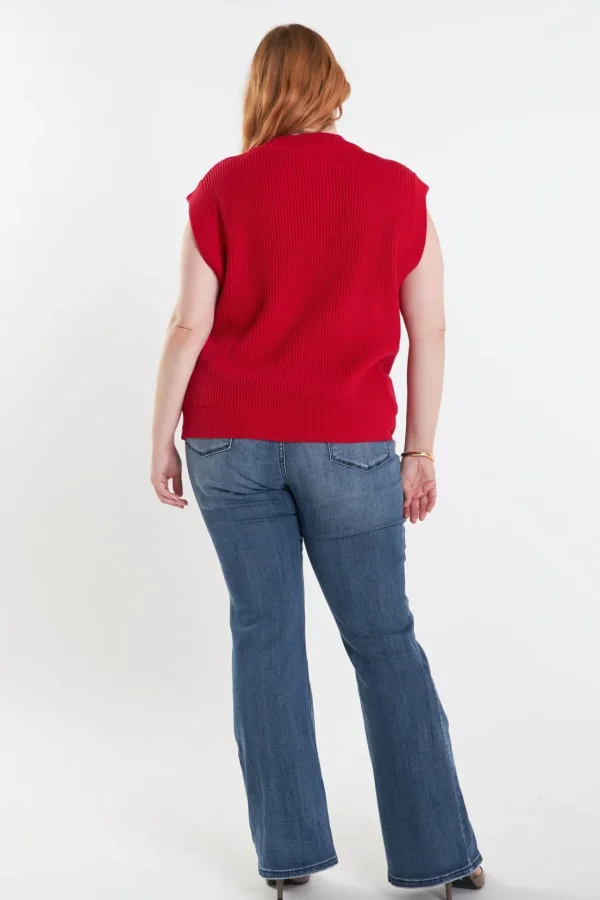ENGLISH FACTORY Sweaters & Knits | Tops*- Plus Size V-neck Knit Sweater Vest RED