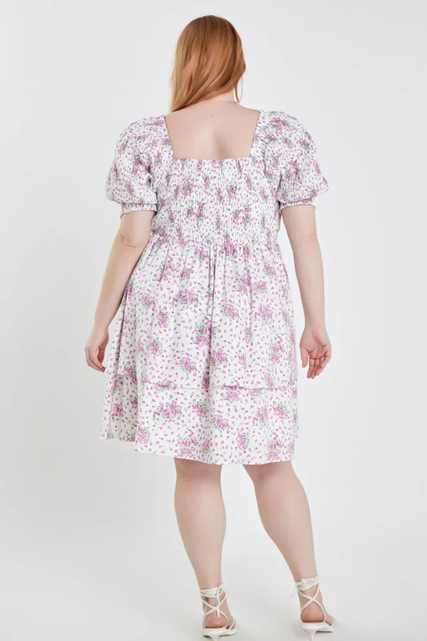 ENGLISH FACTORY Tops*- Plus Size Tiered Smocked Mini Dress LILAC