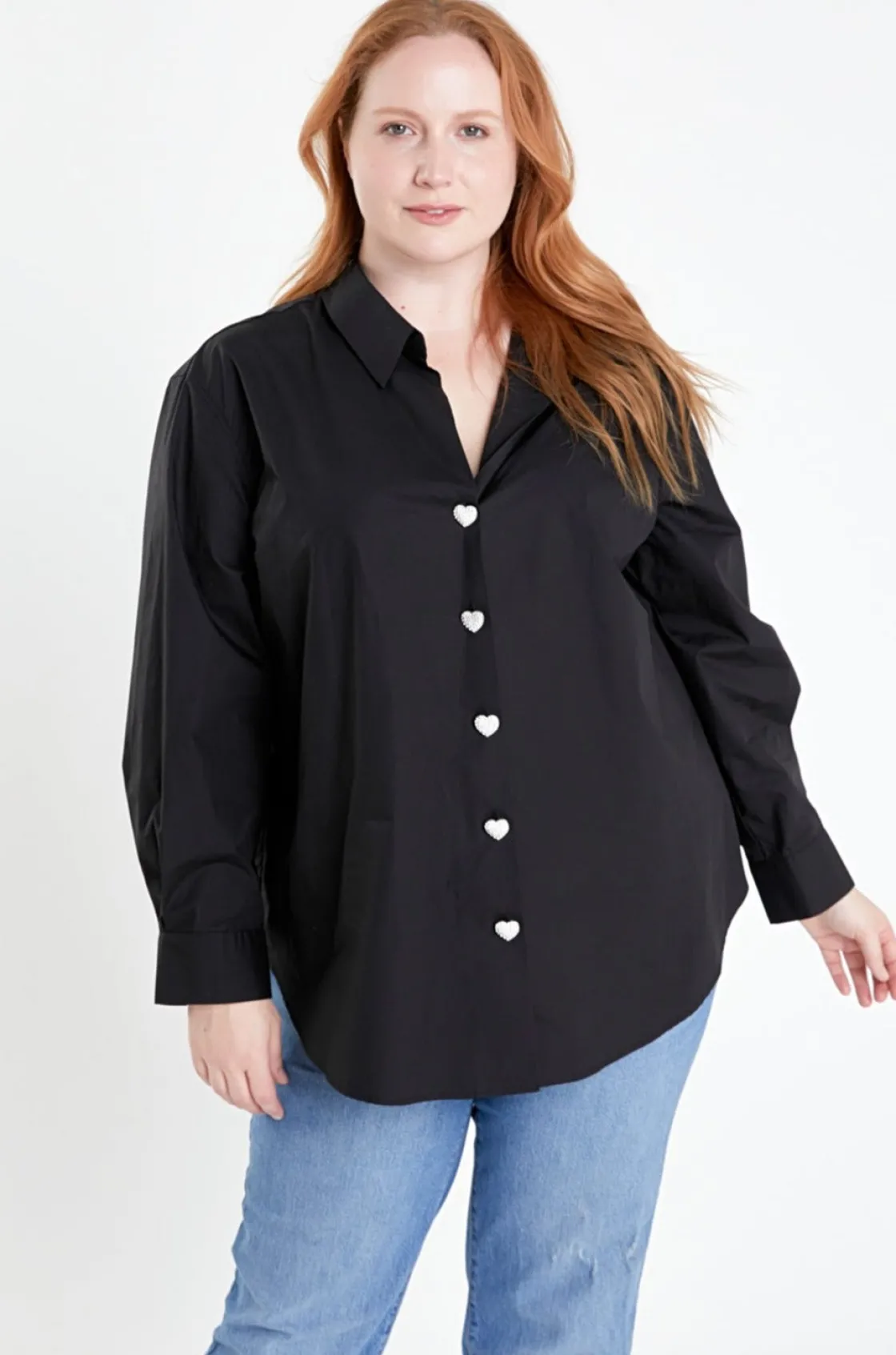 english_factory__plus_siz_3-23.webp ENGLISH FACTORY Shirts & Blouses | Tops*- Plus Size Oversize Collared Shirt BLACK