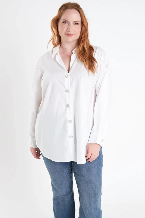 ENGLISH FACTORY Shirts & Blouses | Tops*- Plus Size Oversized Collared Shirt WHITE