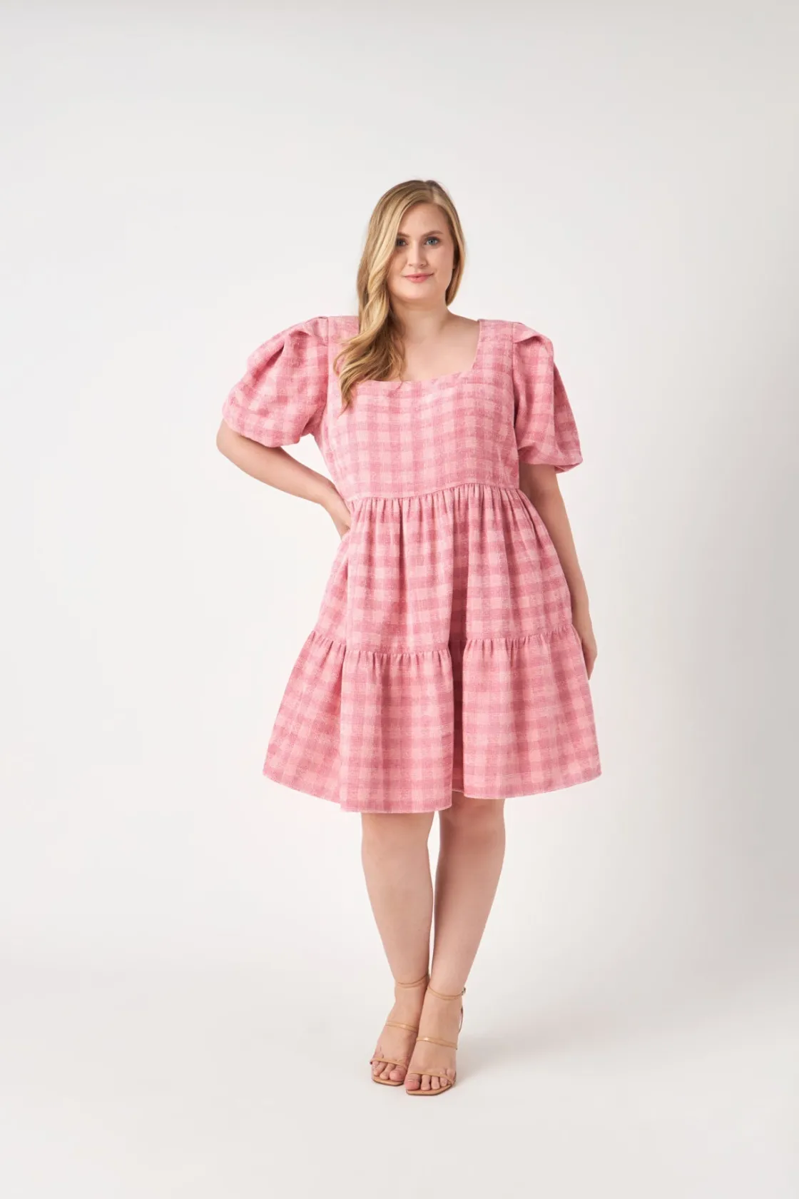 english_factory__plus_siz_3-33.webp ENGLISH FACTORY Tweed Dresses | Tops*- Plus Size Tweed Babydoll Dress PINK